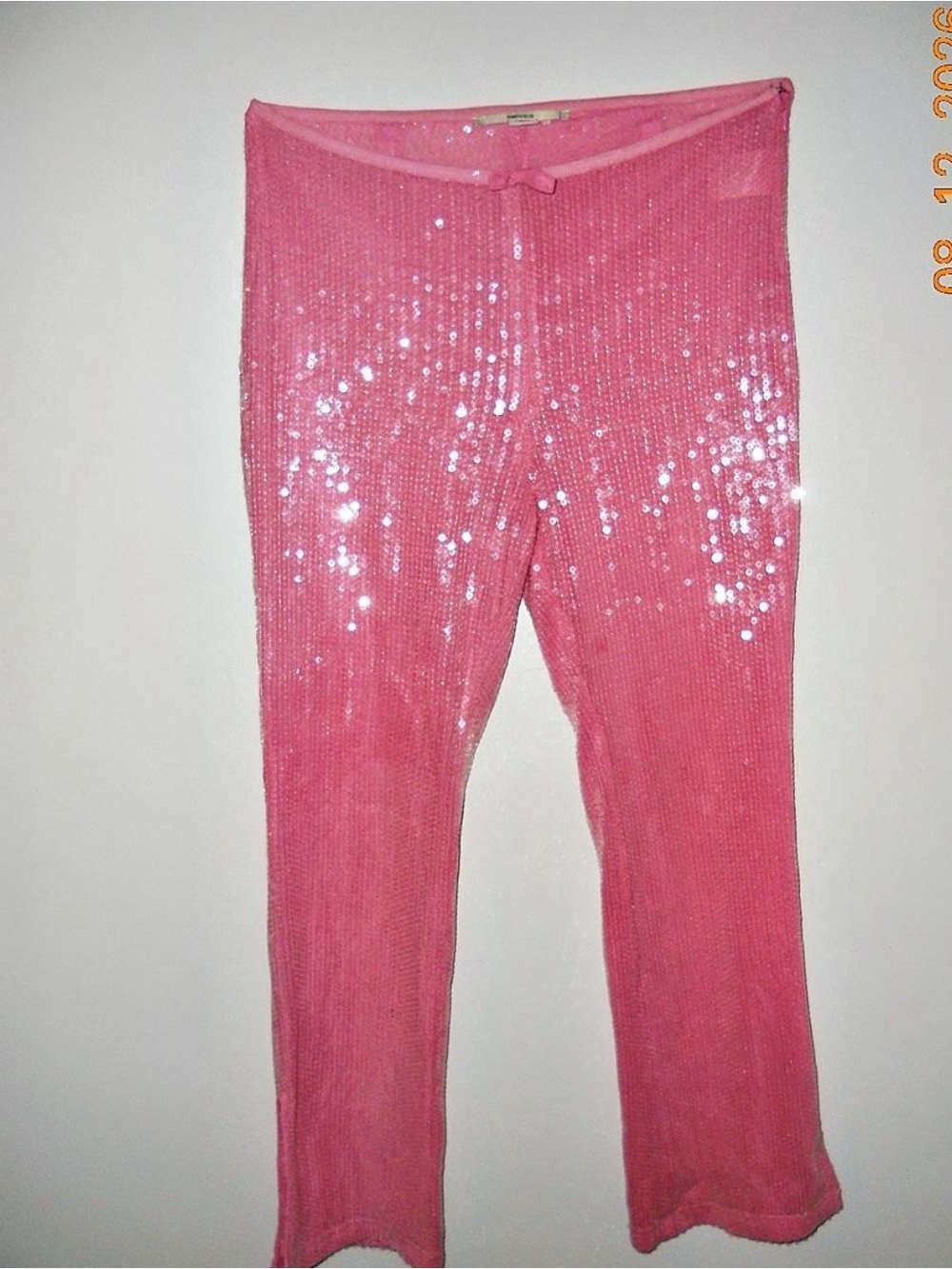 Pink semi sheer sequin pants